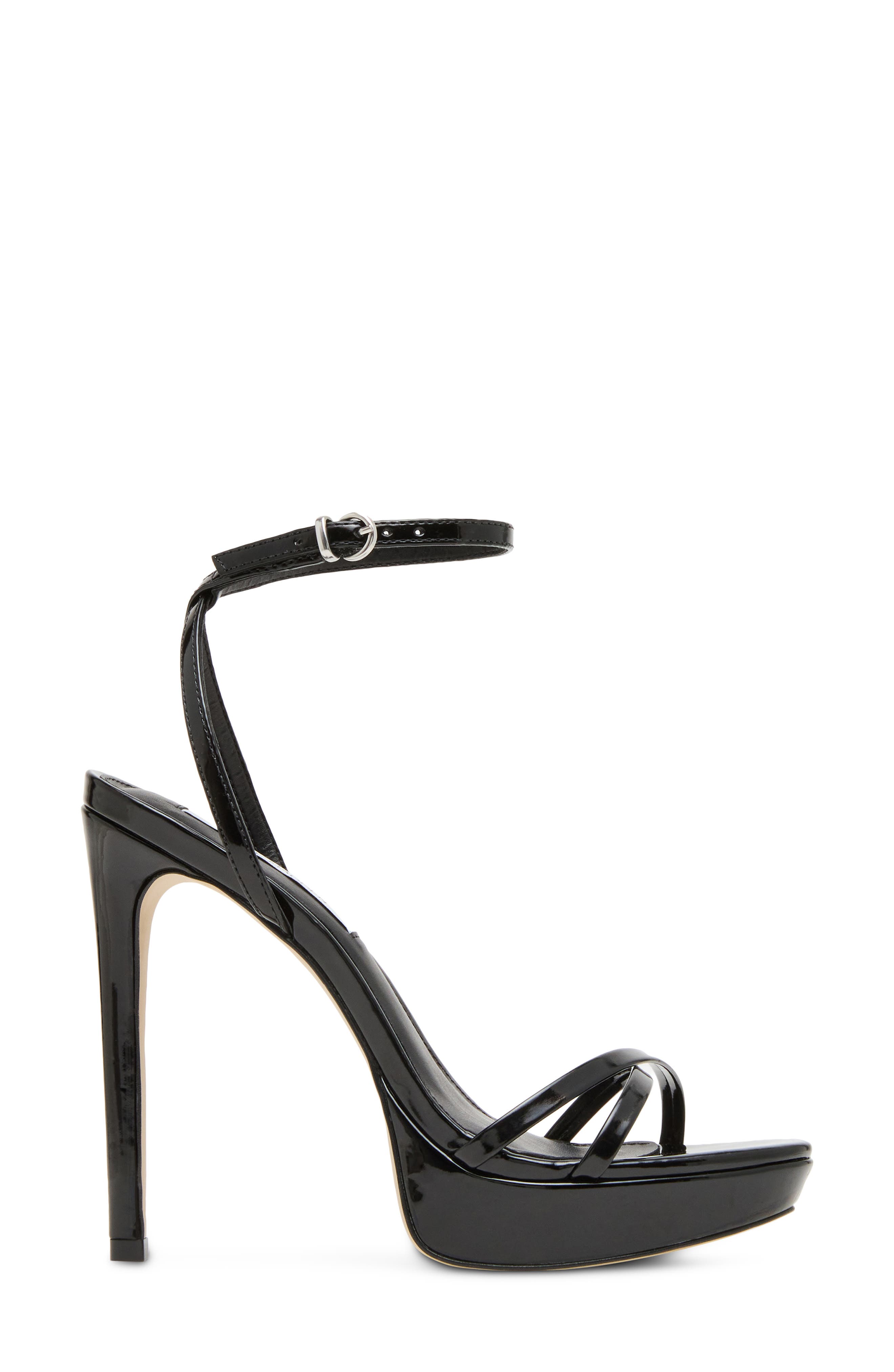 Steve Madden Juni Ankle Strap Platform Stiletto Sandal, Alternate, color, Black Patent