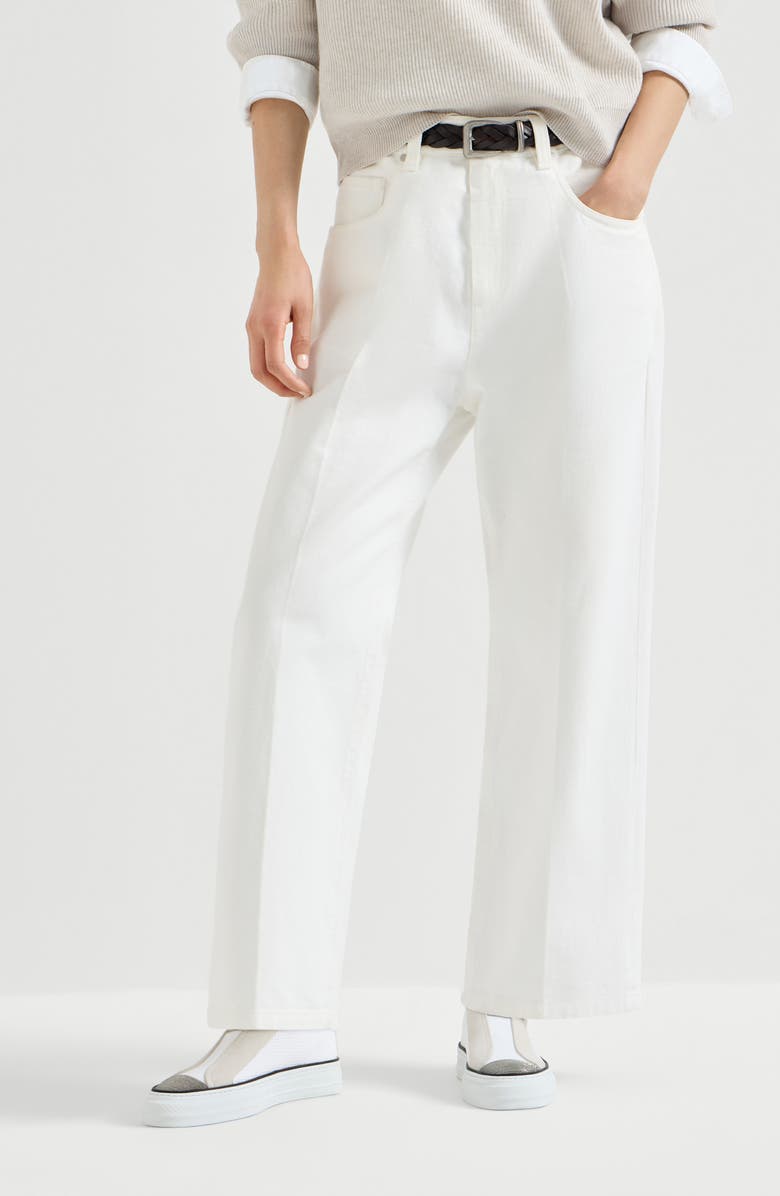 Brunello Cucinelli Contemporary Square trousers, Alternate, color, Ivory