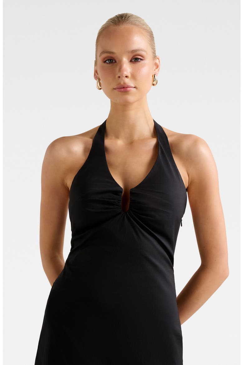 Tia Halter Midi Dress, Alternate, color, BLACK