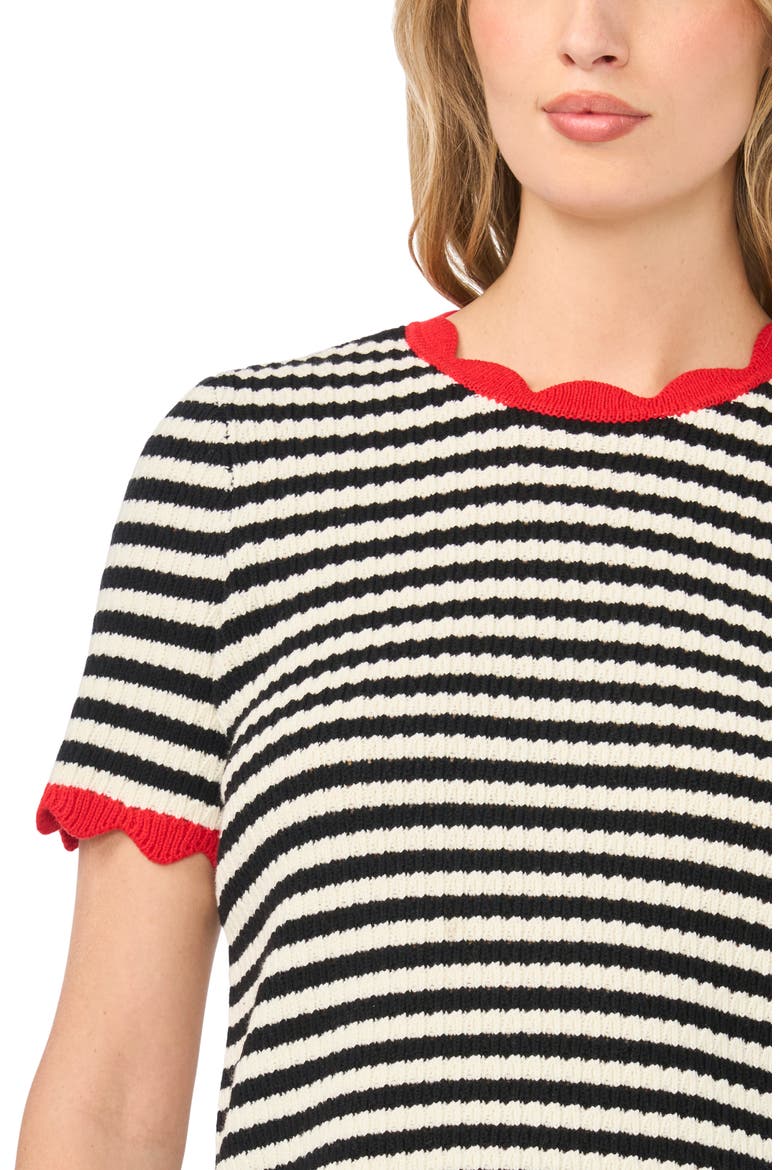 Stripe Pointelle Crewneck Sweater, Alternate, color, BLACK