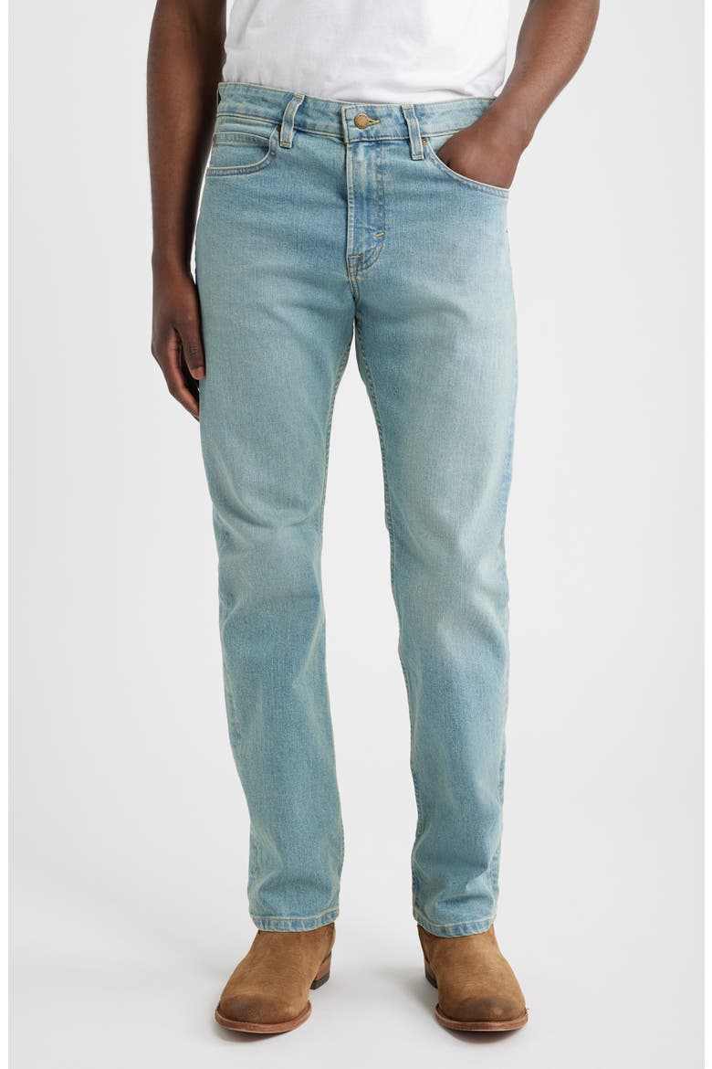 Slim Straight Stretch Denim Jeans, Main, color, LIGHT STONE WASH