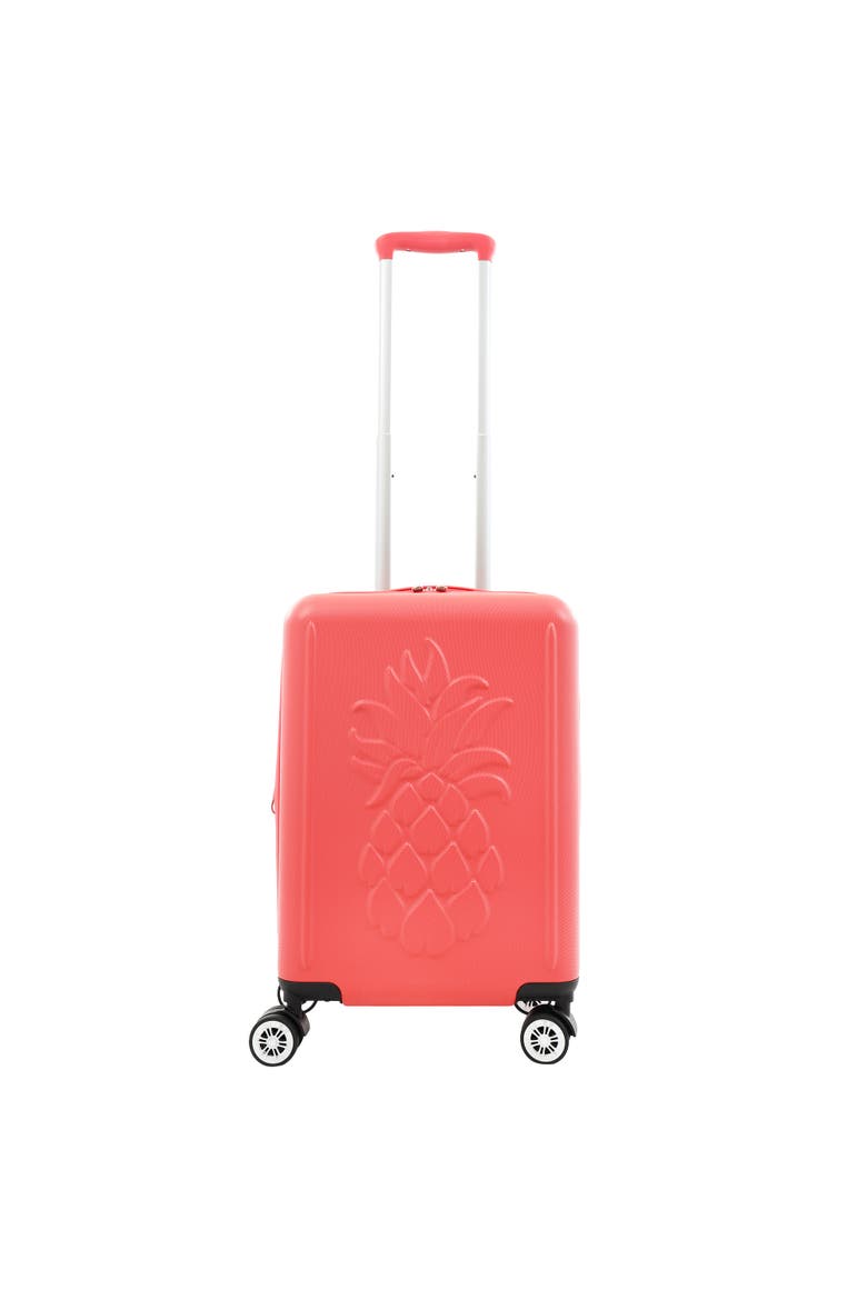 21.5" Carry-On Hardside Spinner Luggage with 3D Pineapple, Alternate, color, CORAL
