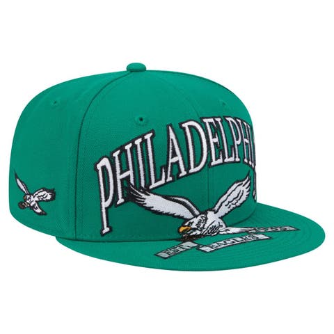 Men
s New Era Kelly Green Philadelphia Eagles Throwback Oversized 59FIFTY Fitted Hat