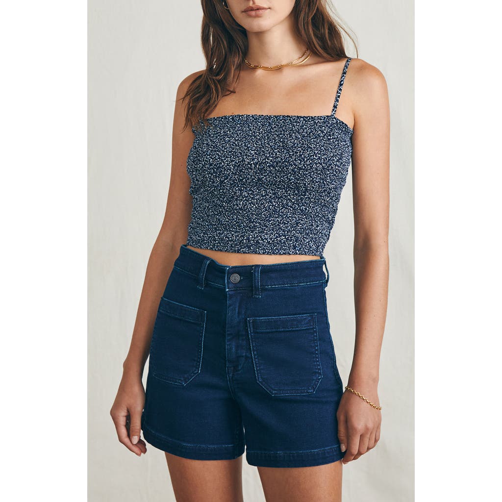 Faherty Alisee Smocked Top In Navy Riverton Ditsy