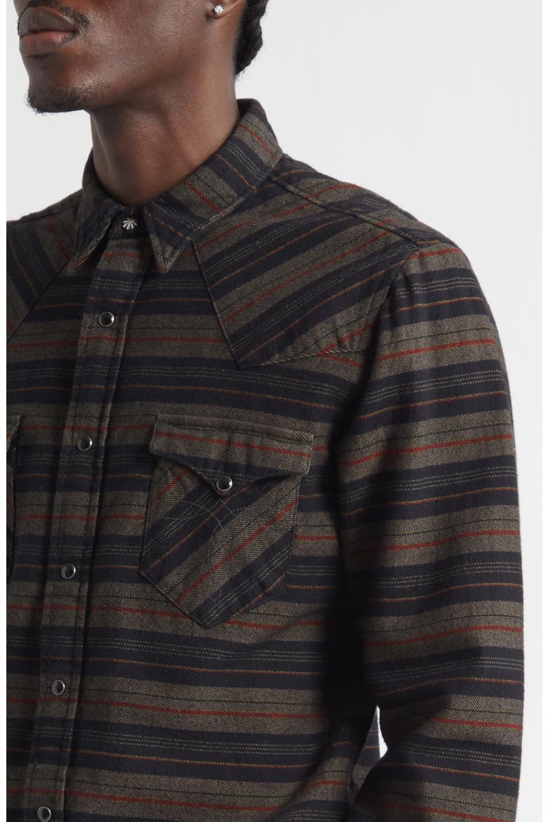 Slim Fit Plaid Twill Western Shirt, Alternate, color, DARK NAVY MULTI