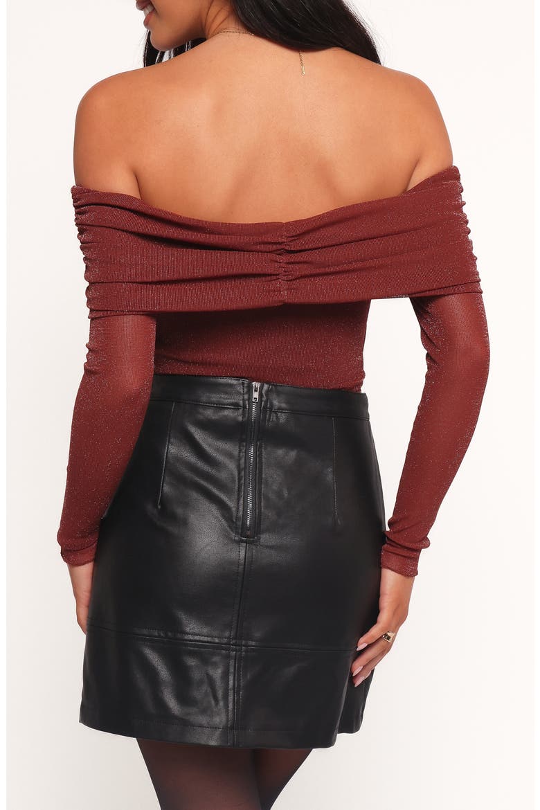 Raya Metallic Off the Shoulder Top, Alternate, color, MERLOT