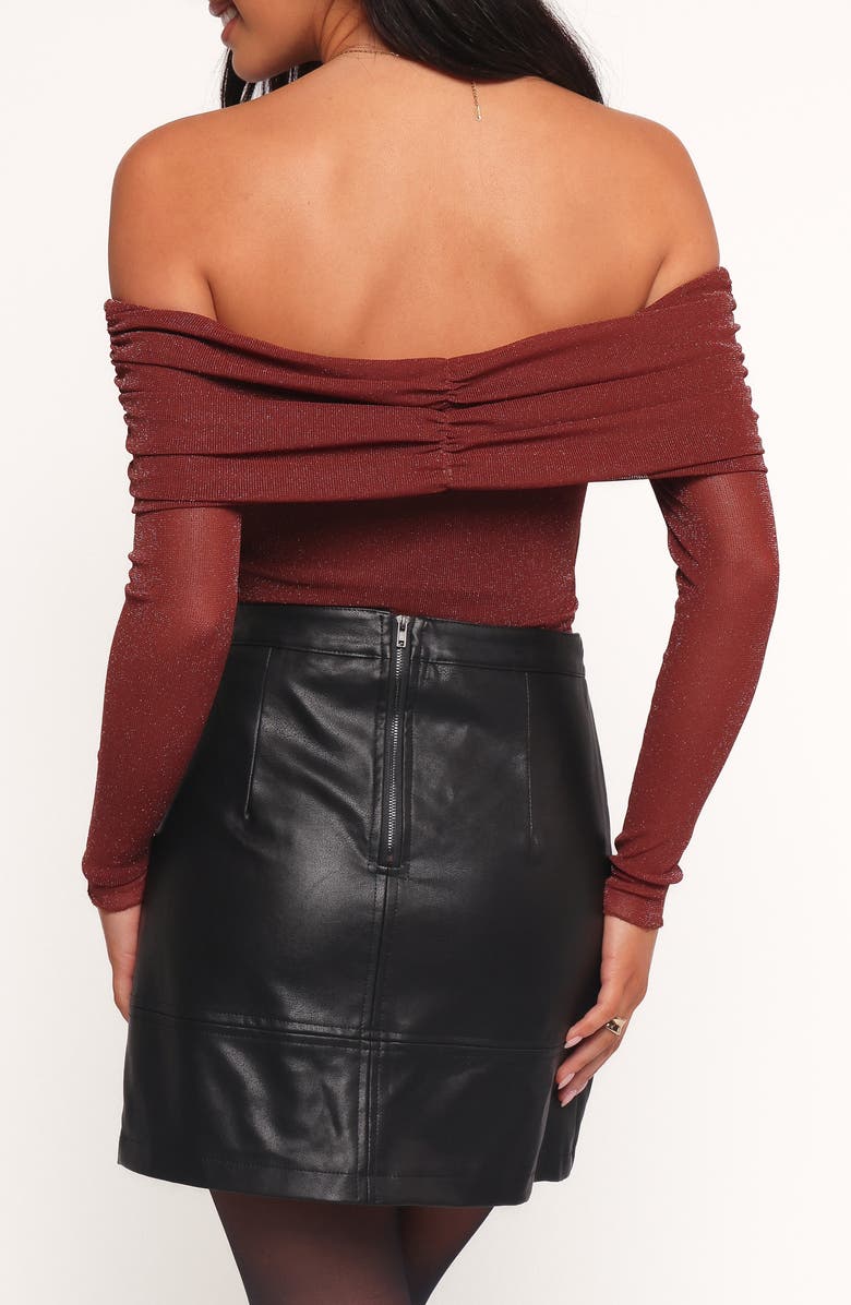 Petal & Pup Raya Metallic Off the Shoulder Top, Alternate, color, Merlot