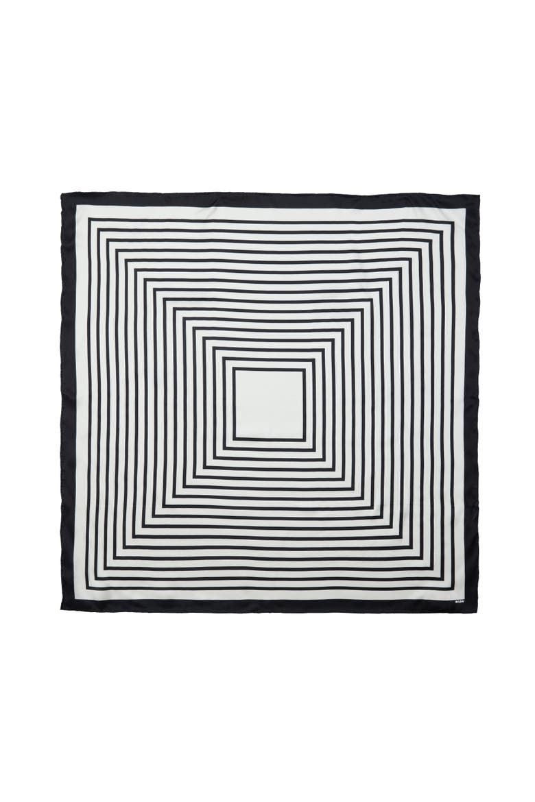 Stripe Mood Silk Bandana Scarf 26, Main, color, Balck and White