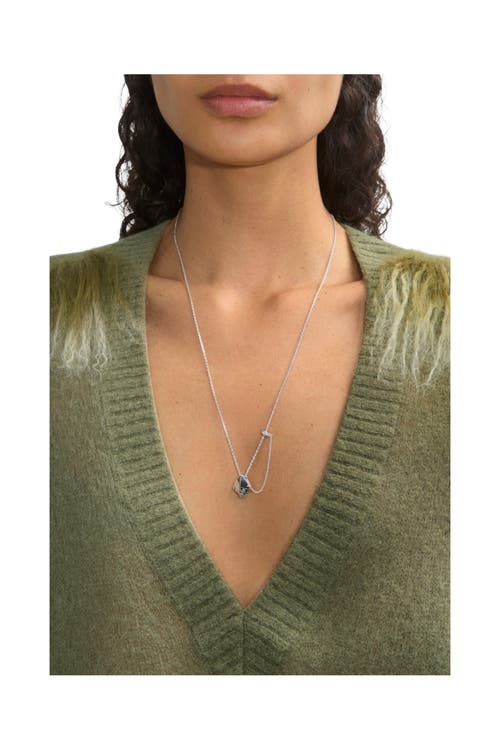 Burberry Shield Pendant Necklace In Silver/black/clear