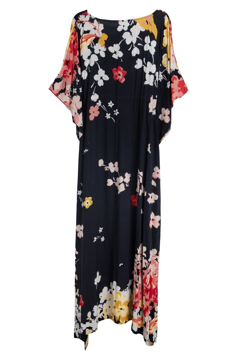 Floral Print Cover-Up Kaftan, Alternate, color, BLACK COMBO