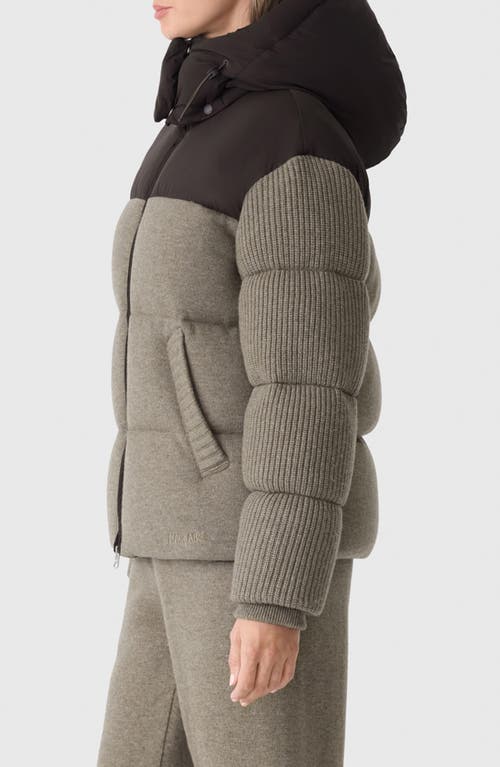 Mackage Greer Mixed Media Wool & Cashmere Blend Hooded Down Jacket In Gray