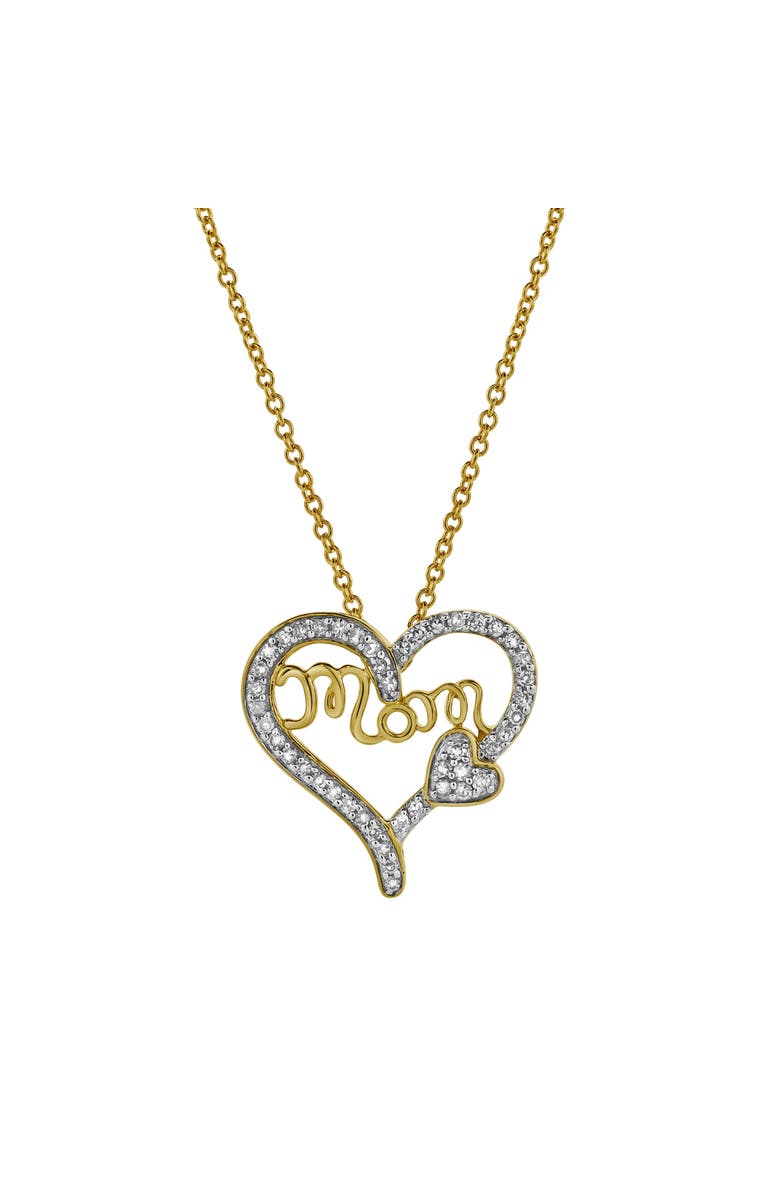 LuvMyJewelry Heart Duo Mom Diamond Pendant Necklace in 10K Yellow Gold, Main, color, 10K Yellow Gold