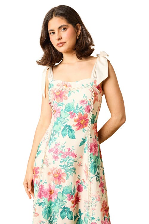 Oasis Bow Strap Midi Prom Dress In Multi