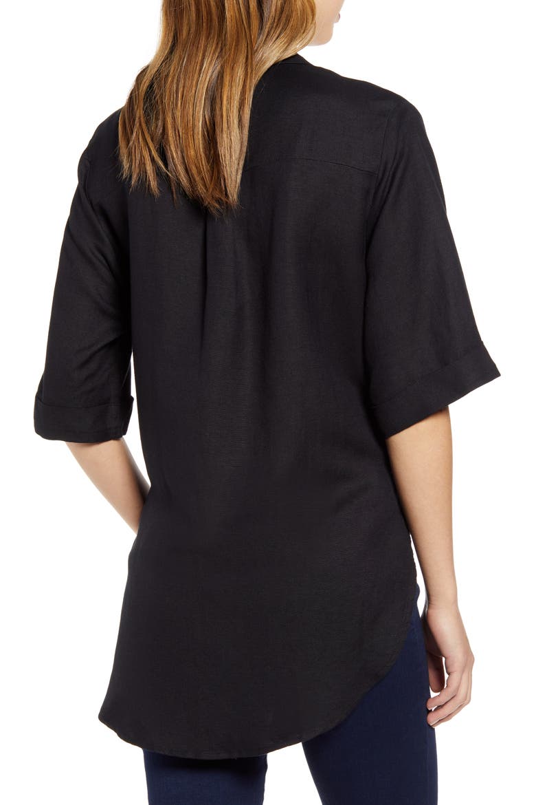 Tie Front Maternity Button-Up Shirt, Alternate, color, BLACK
