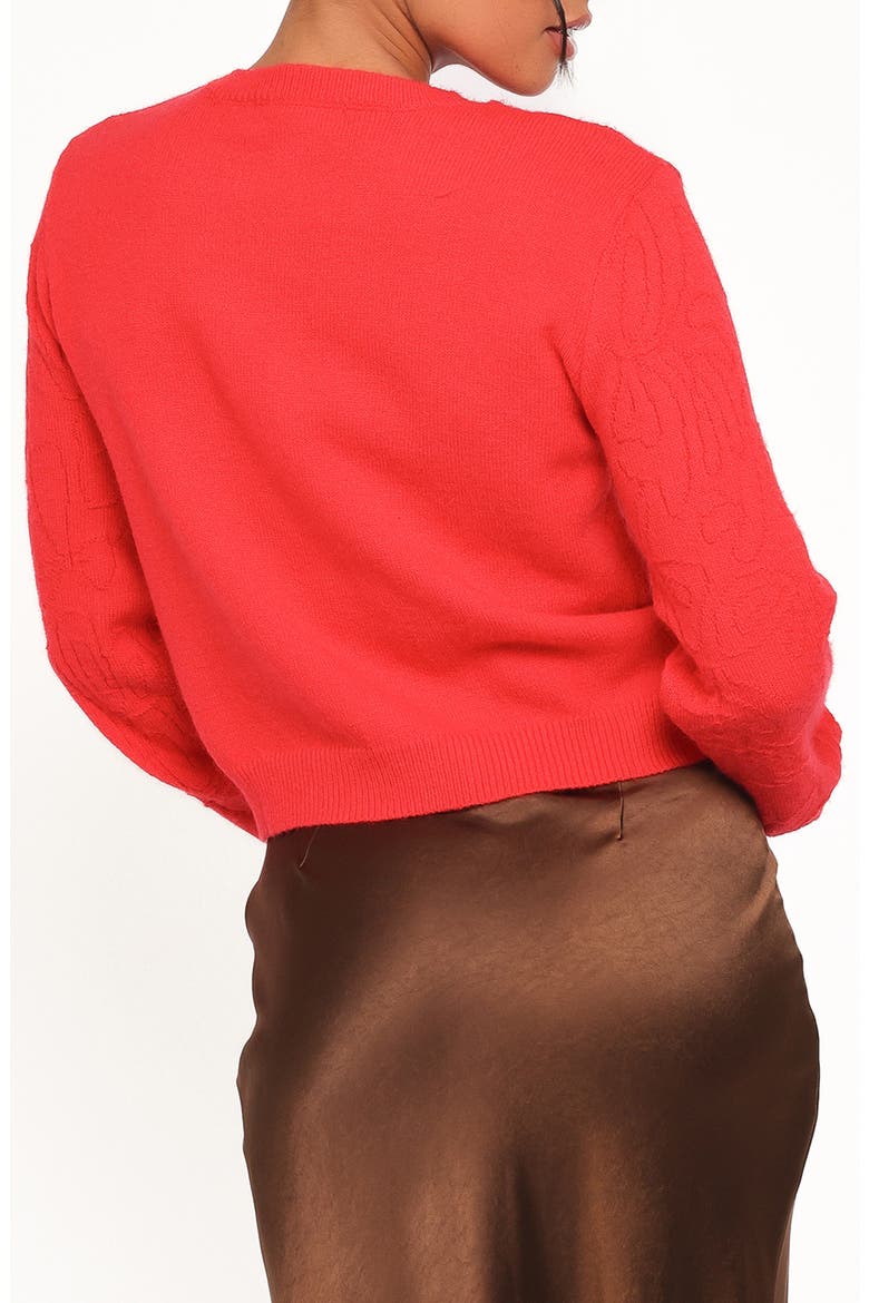 Fauna Tonal Stitch Cardigan, Alternate, color, RED