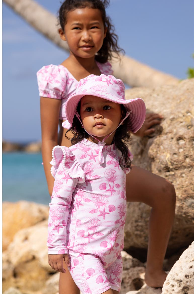 Pink Lagoon Long Sleeve UPF 50+ One-Piece Rashguard Swismuit, Alternate, color, PINK
