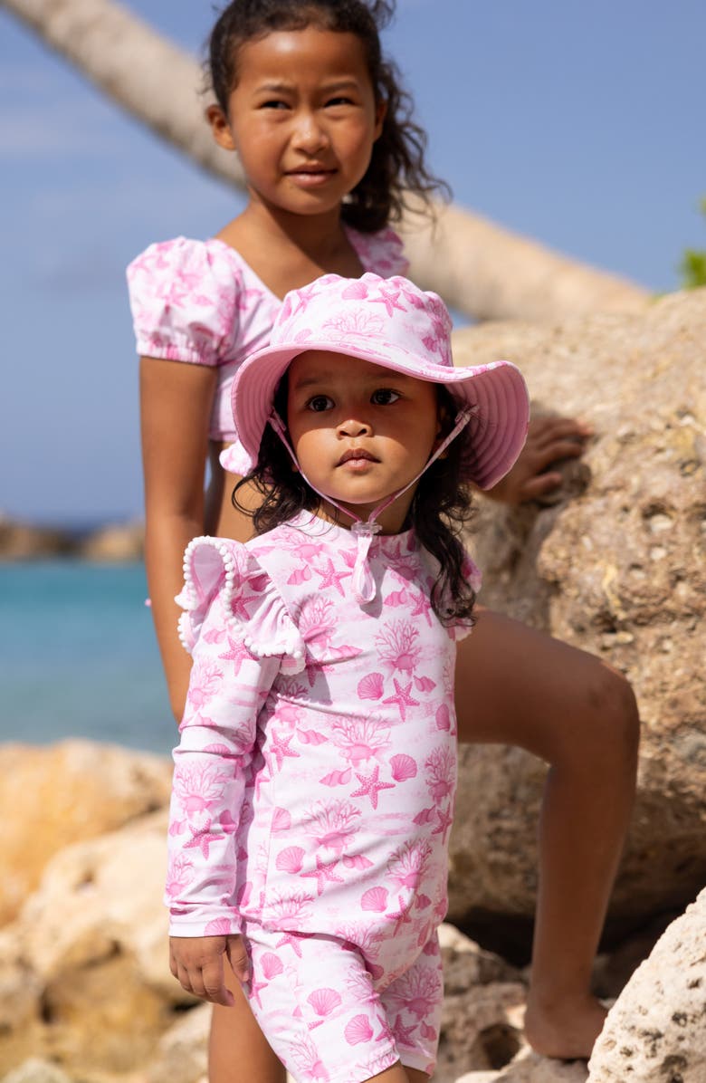 Snapper Rock Pink Lagoon Long Sleeve UPF 50+ One-Piece Rashguard Swismuit, Alternate, color, Pink