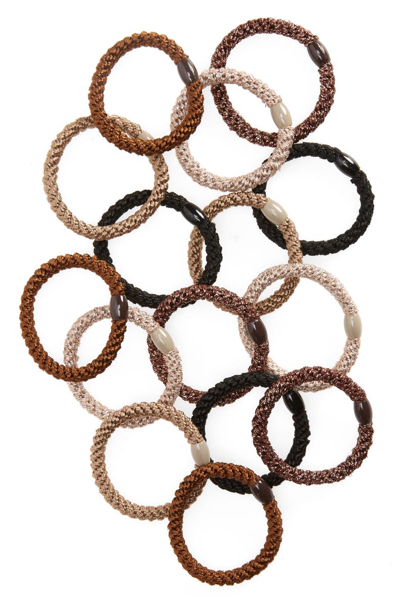 L. Erickson Grab & Go 15-Pack Braided Ponytail Holders, Main, color, Daytime Metallic