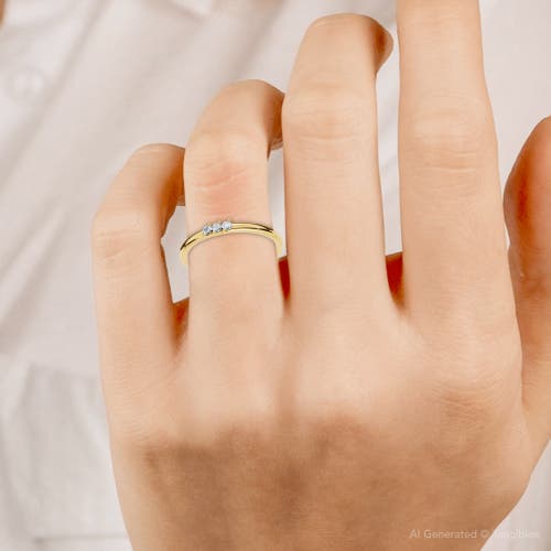 Bliss Diamond Delicate Diamond 3-stone Minimalist Anniversary Wedding Ring 14k Gold Lab Grown In Gold