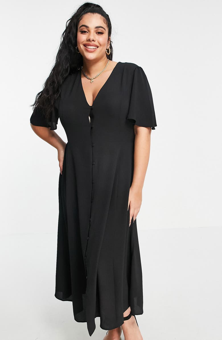 ASOS DESIGN Curve Button-Up Midi Dress, Main, color, 