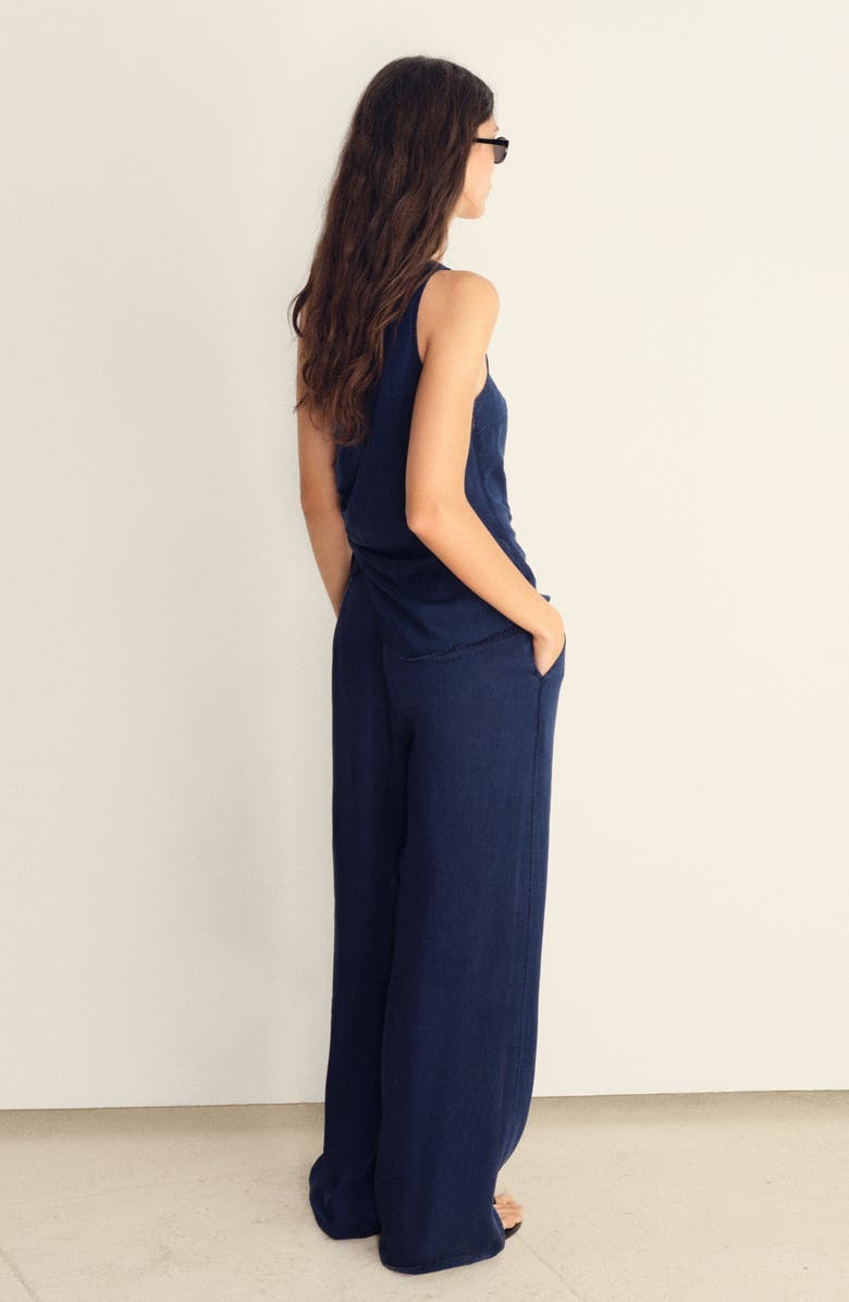 MANGO Gathered One-Shoulder Denim Top, Alternate, color, Dark Blue