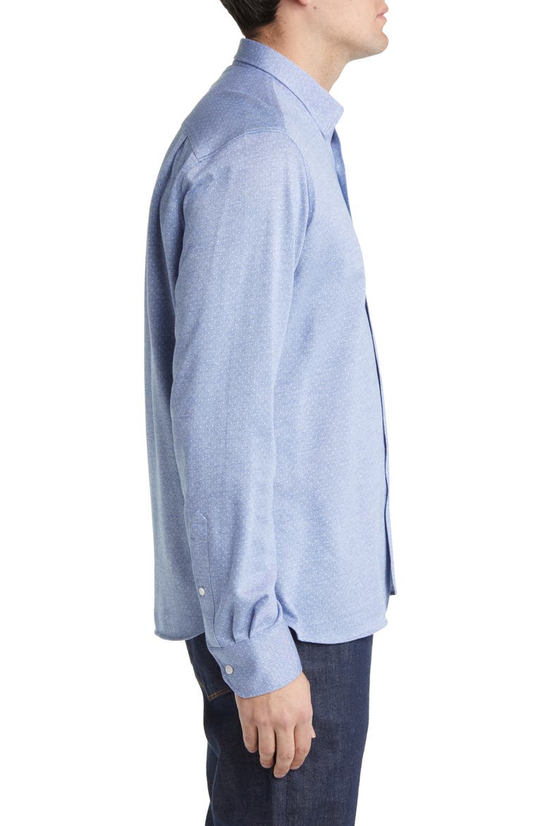 Star Dot Print Cotton Button-Up Shirt, Alternate, color, NDIGO