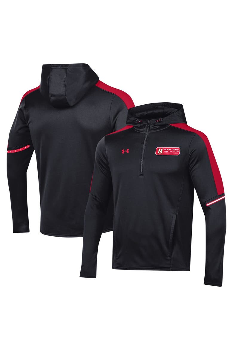 Men's Under Armour Black Maryland Terrapins 2023 Sideline Quarter-Zip Hoodie, Main, color, Black