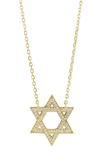 Savvy Cie Jewels Cubic Zirconia Star Of David Pendant Necklace In Gold
