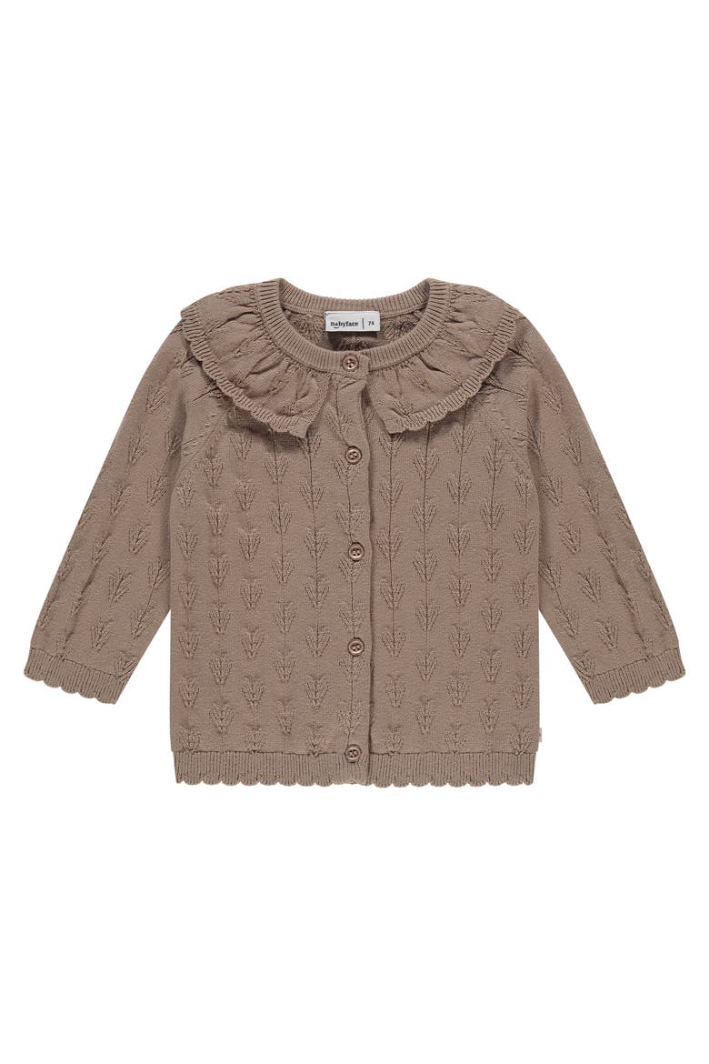 Heart Pointelle Collar Cardigan, Main, color, Sepia