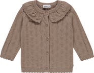 BABYFACE Heart Pointelle Collar Cardigan