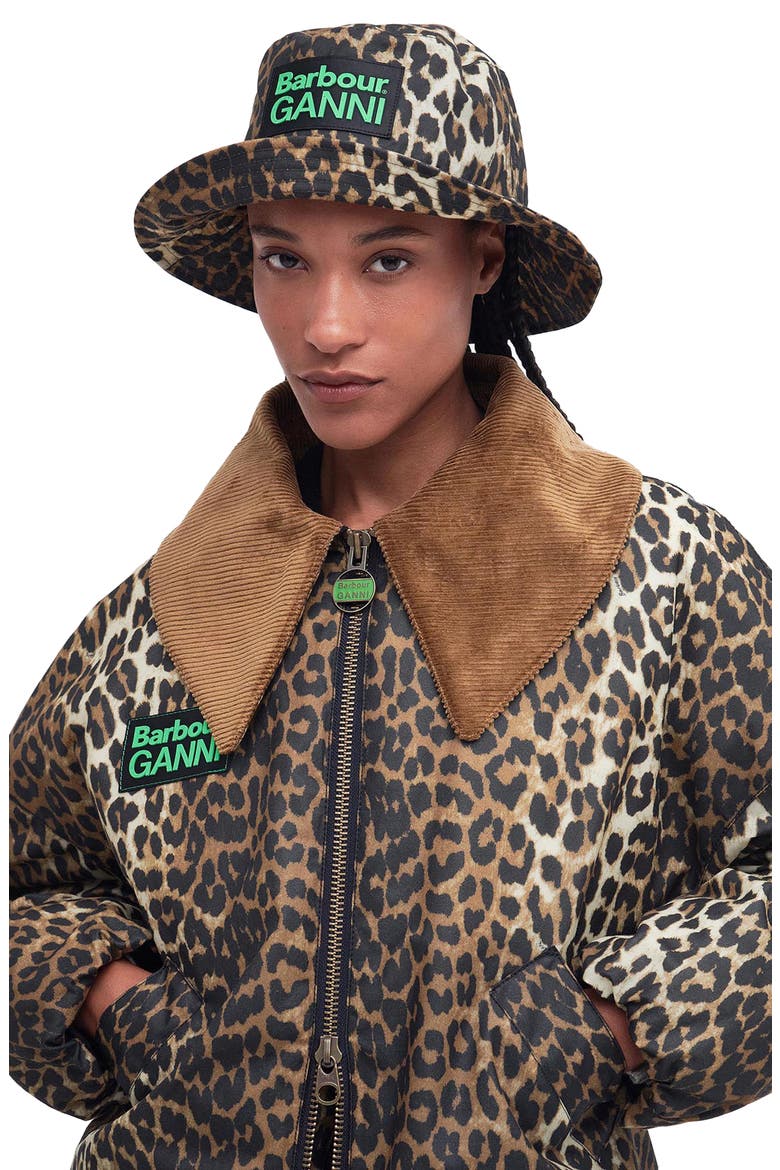 Waxed Cotton Bucket Hat, Main, color, LEOPARD PRINT