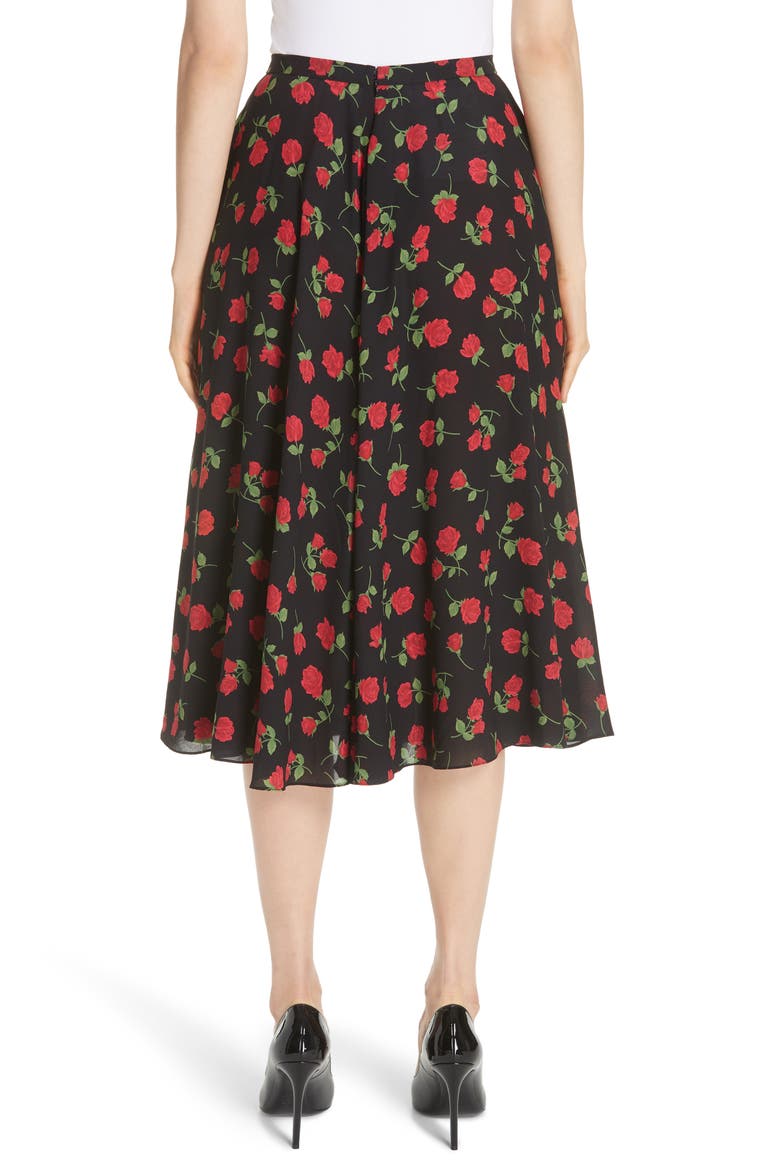 Rose Print Silk Georgette Dance Skirt, Alternate, color, CRIMSON