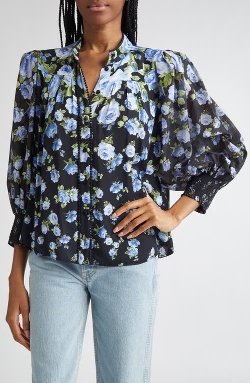 Alice And Olivia Alice + Olivia Cora Floral Voluminous Sleeve Shirt