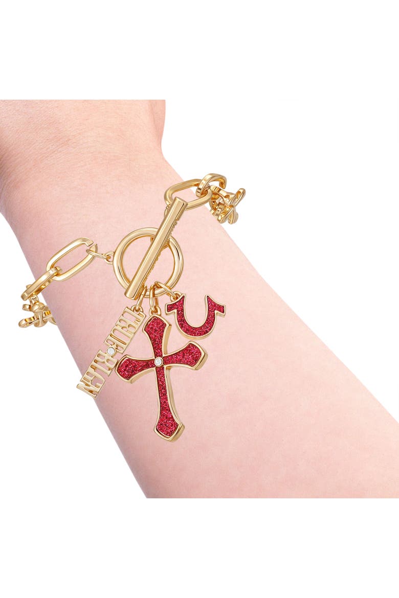 Rebel Charm Bracelet, Alternate, color, Gold Tone