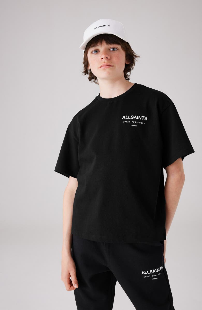 smALLSAINTS by ALLSAINTS Kids' Oversize Underground Logo Graphic T-Shirt, Alternate, color, Black