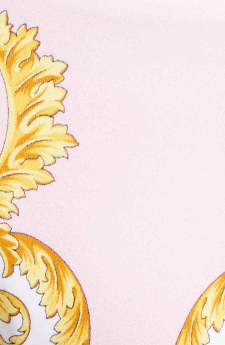 Versace Barocco Print String Bikini Bottoms, Alternate, color, Pale Yellow Rose Quartz