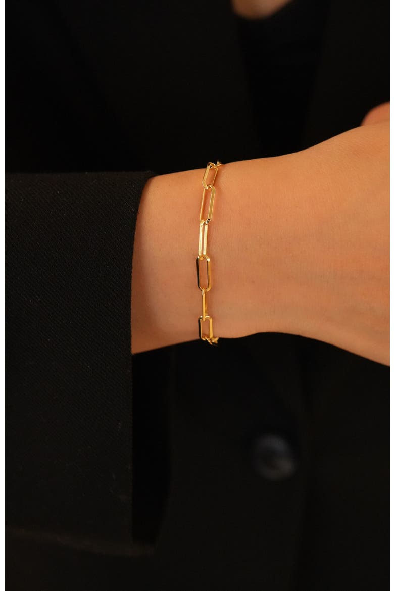 Paper Clip Chain Bracelet, Alternate, color, GOLD