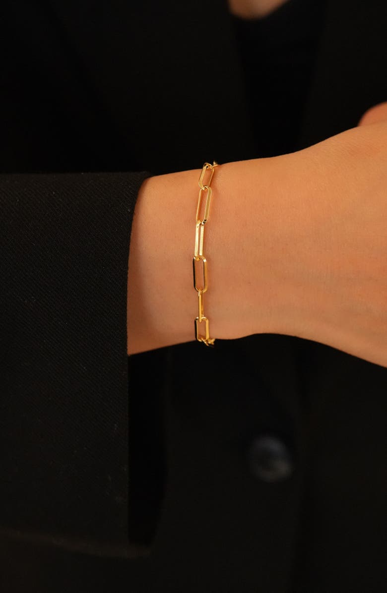 Argento Vivo Sterling Silver Paper Clip Chain Bracelet, Alternate, color, Gold