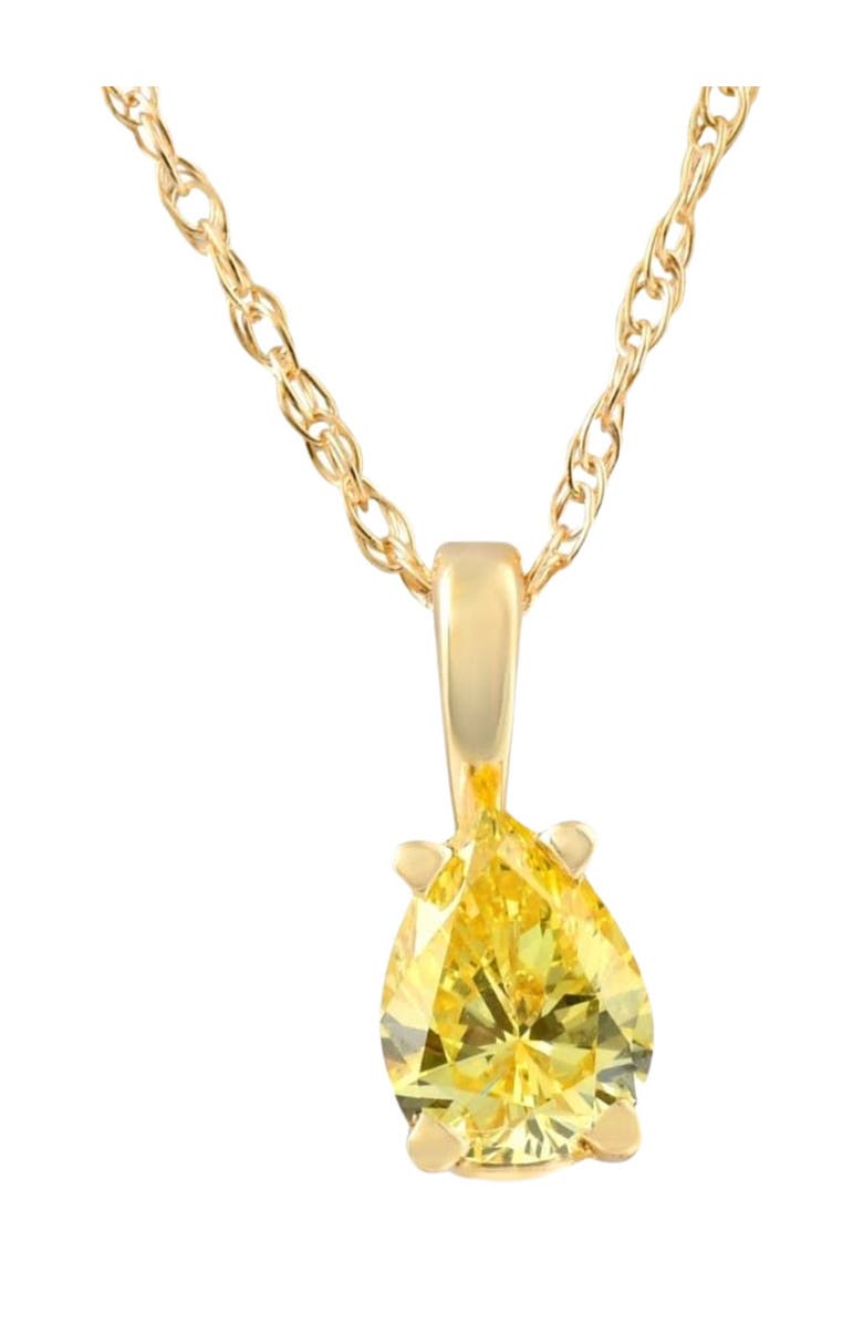 Bliss Diamond 1/4Ct Canary Pear Diamond Lab Grown Pendant 14k Gold Necklace, Main, color, 