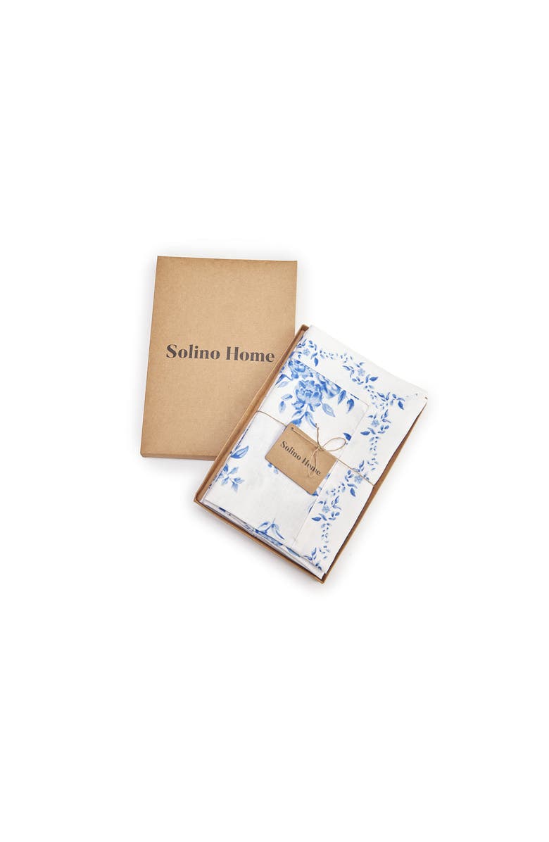 Solino Home Linen Dinner Napkins - Jolie Fleur, 20" x 20" Inch, Alternate, color, Blue Floral