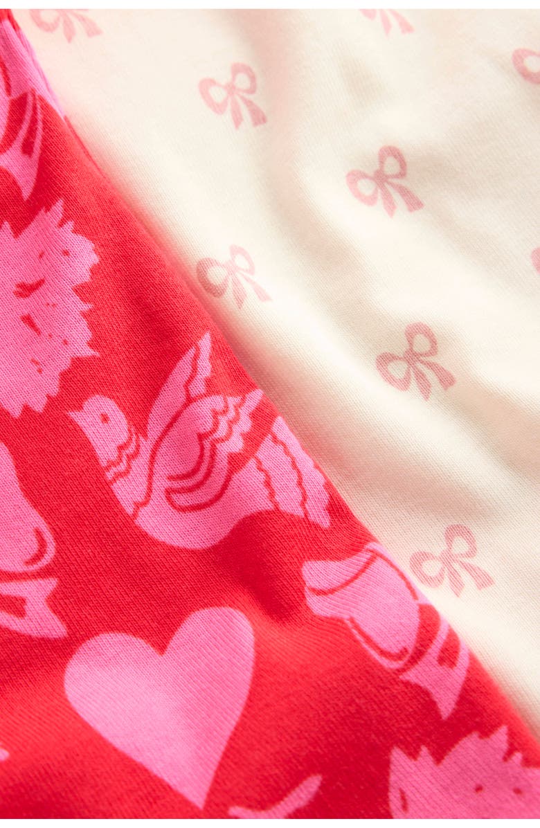 Mini Boden Kids' Assorted 2-Pack Fitted Two Piece Cotton Pajamas, Alternate, color, Heart Bow Print
