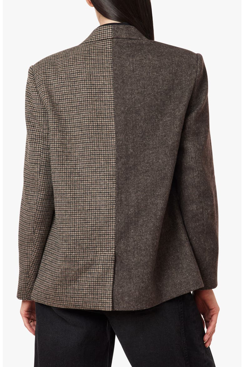 Mixed Pattern Blazer, Alternate, color, BROWN HERRINGBONE