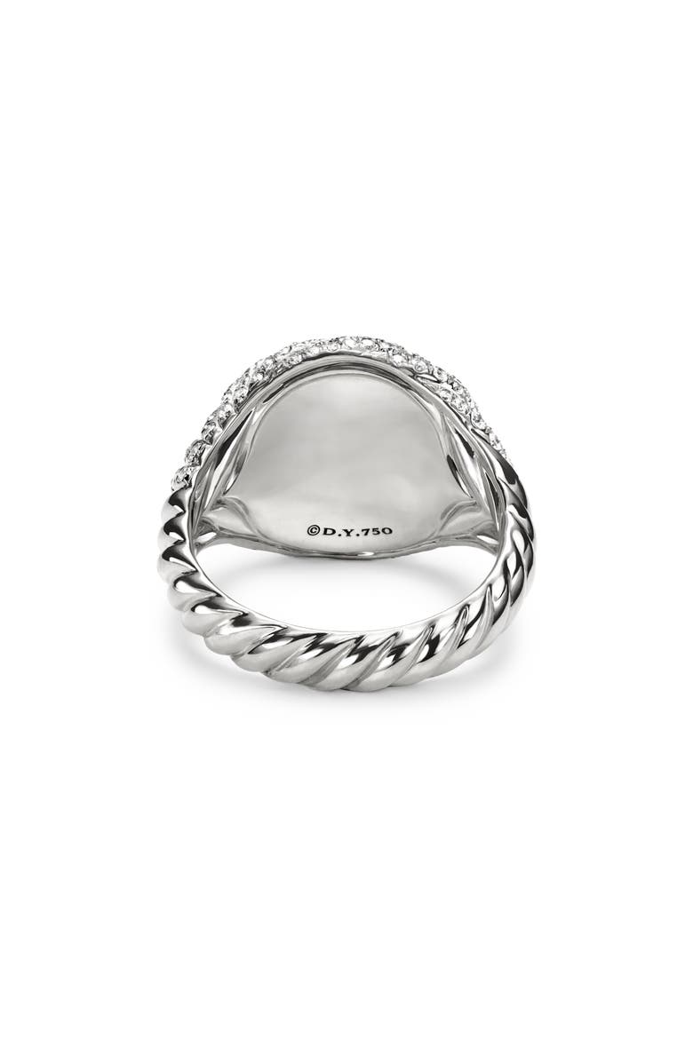 Sculpted Cable Pinky Ring in 18K White Gold with Pavé Diamonds, Alternate, color, 18K WHITE GOLD