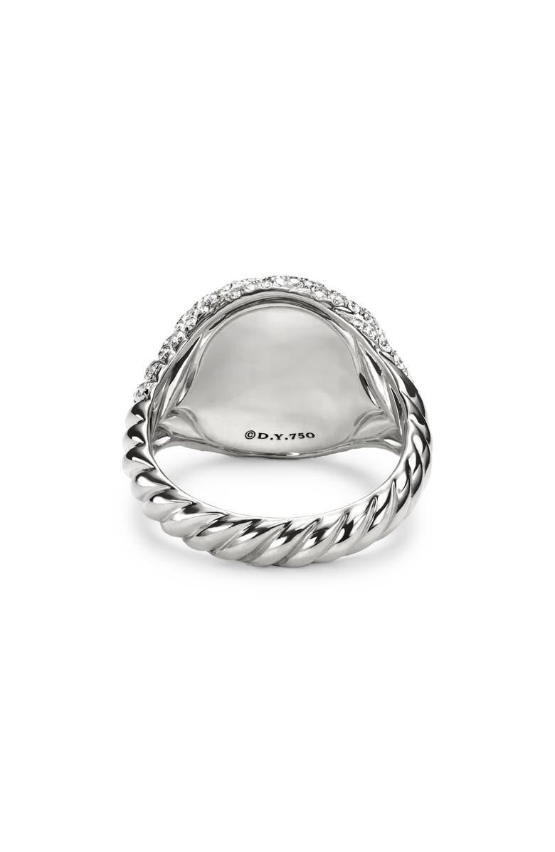 David Yurman Sculpted Cable Pinky Ring in 18K White Gold with Pavé Diamonds, Alternate, color, 18K White Gold