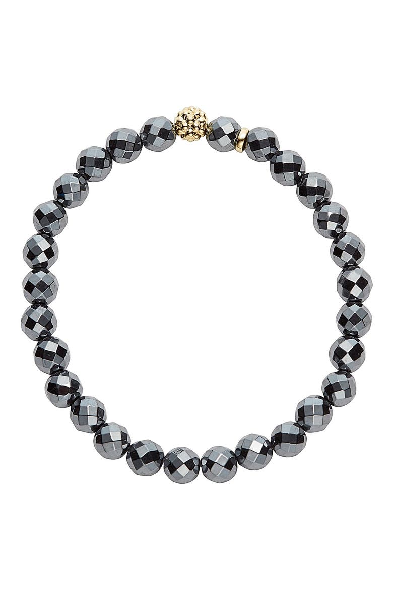Caviar Icon Semiprecious Stone Bracelet, Alternate, color, HEMATITE/ GOLD