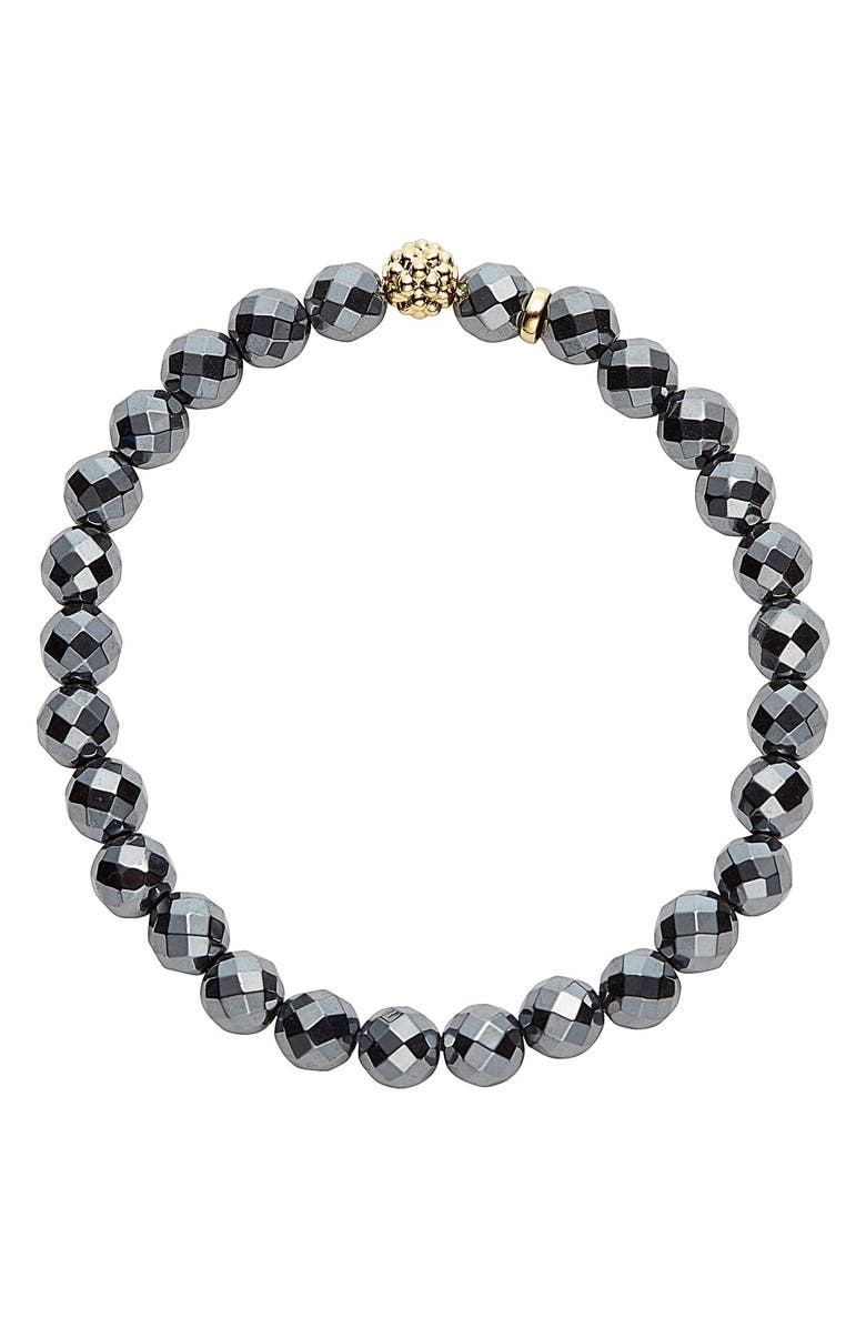 LAGOS Caviar Icon Semiprecious Stone Bracelet, Alternate, color, Hematite/ Gold