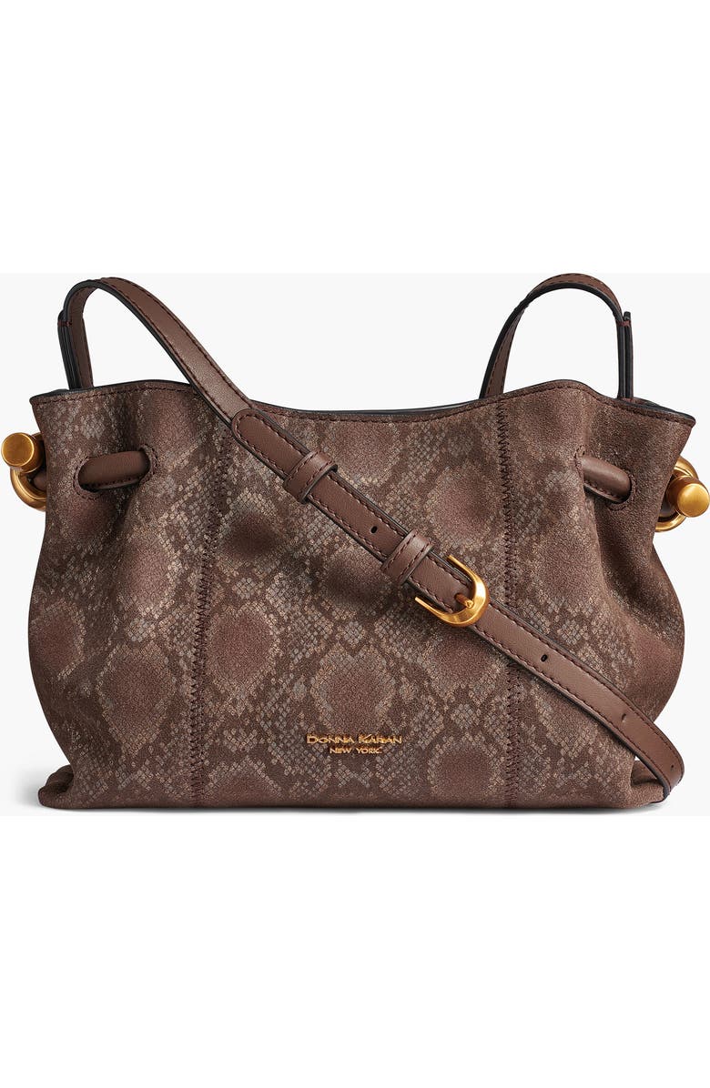 Donna Karan New York Cashmere Python Suede Crossbody, Main, color, Brown Multi