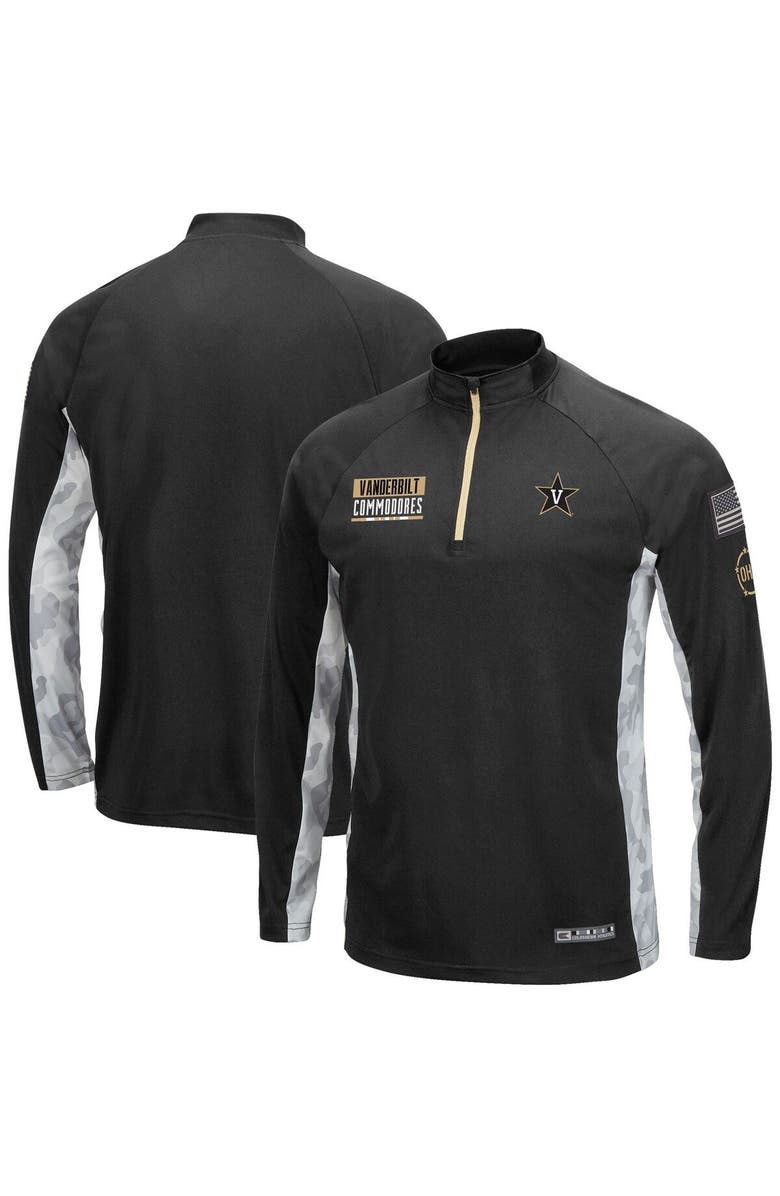COLOSSEUM Men's Colosseum Black/Camo Vanderbilt Commodores OHT Military Appreciation Snow Cruise Raglan Quarter-Zip Top, Alternate, color, 
