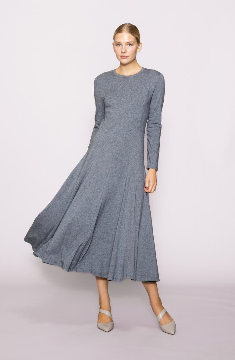 MELLODAY Seam Long Sleeve Knit Maxi Dress, Alternate, color, Grey