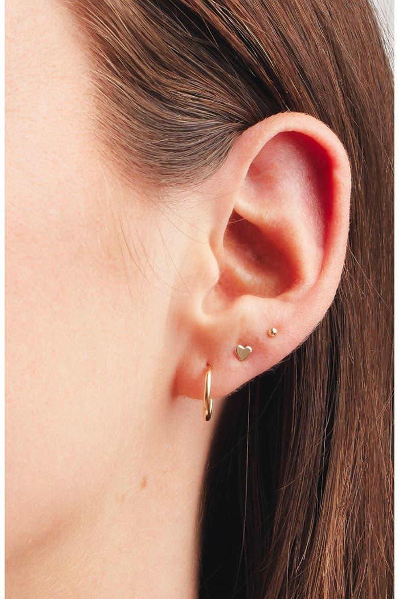 14k Heart Stud Earring, Alternate, color, 14k Solid Gold - Single